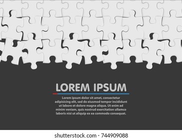 White jigsaw puzzle. Blank simple background. Vector illustration