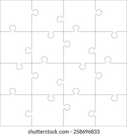White Jigsaw  puzzle. Every piece is a single shape. Seamless puzzle texture. Puzzle template. Cutting guidelines. Eps 8