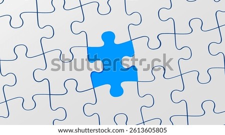 White jigsaw puzzle game texture incomplete or missing piece. Top view. Vector illustration
