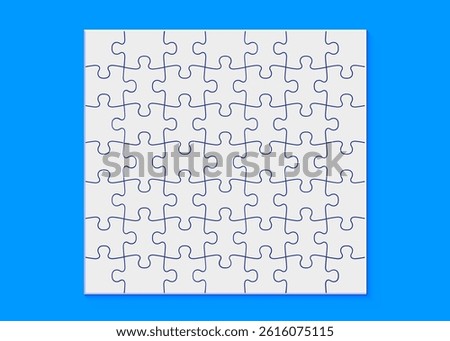 White jigsaw puzzle game texture. Top view. Vector illustration