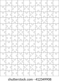 White jigsaw puzzle pattern as a background. Vector illustration EPS 10.