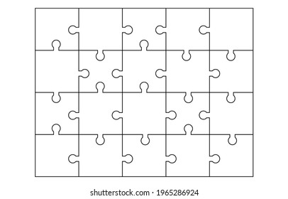 White Jigsaw Puzzle vector illustration. 20 pieces