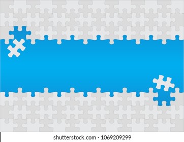White jigsaw puzzles and long blue space in the middle vector illustration