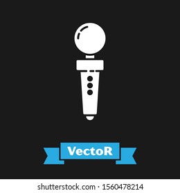 White Joystick for arcade machine icon isolated on black background. Joystick gamepad.  Vector Illustration
