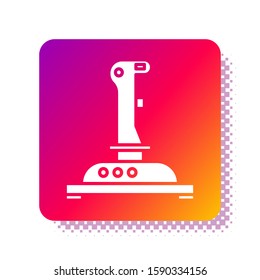 White Joystick for arcade machine icon isolated on white background. Joystick gamepad. Square color button. Vector Illustration