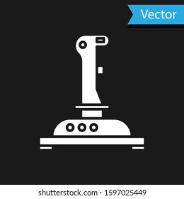 White Joystick for arcade machine icon isolated on black background. Joystick gamepad.  Vector Illustration