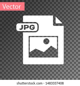 White JPG file document. Download image button icon isolated on transparent background. JPG file symbol.  Vector Illustration