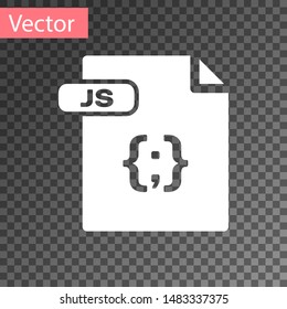White JS file document. Download js button icon isolated on transparent background. JS file symbol.  Vector Illustration