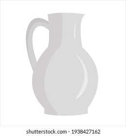 white jug isolated on a white background. A pitcher for water, milk, and lemonade. Tableware for drinks
