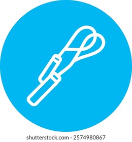 A white jump rope icon on a light blue circular background, symbolizing cardiovascular fitness and agility. The design represents an active lifestyle, encouraging exercise and coordination with a clea