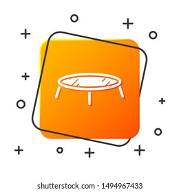White Jumping trampoline icon isolated on white background. Orange square button. Vector Illustration
