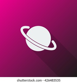 White Jupiter Icon icon on pink background