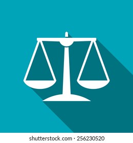 White Justice Scale Icon On Blue Background