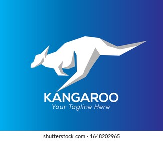 White kangaroo on blue background logo design inspiration