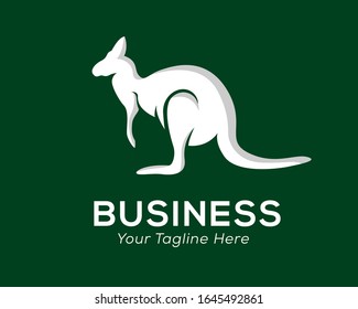 White kangaroo on green background logo design inspiration