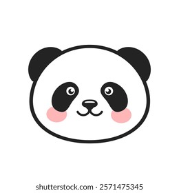 White kawaii panda's head on white background. Vector cute animal character.