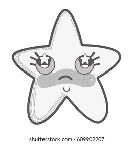 white kawaii star thinking with cheeks and stars inside eyes