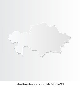 White Kazakhstan map-countries. Vector paper map of Kazakhstan on a gray background. Vector illustration.