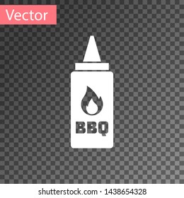White Ketchup bottle icon isolated on transparent background. Fire flame icon. Barbecue and BBQ grill symbol. Vector Illustration