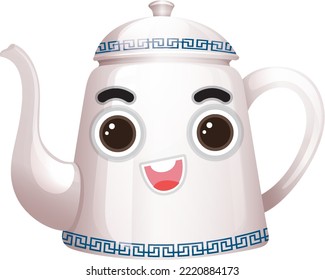 A white kettle cartoon character illustration