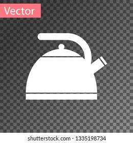 White Kettle with handle icon isolated on transparent background. Teapot icon. Vector Illustration
