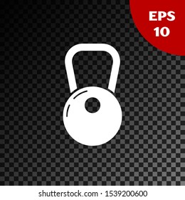 White Kettlebell icon isolated on transparent dark background.  Vector Illustration