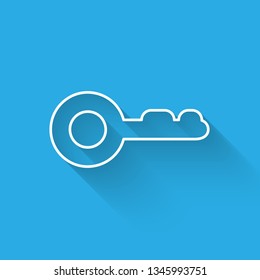 White Key icon isolated with long shadow. Vector Illustration