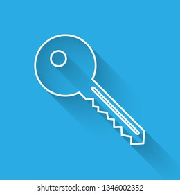 White Key icon isolated with long shadow. Vector Illustration