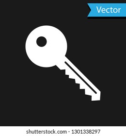 White Key icon isolated on black background. Vector Illustration