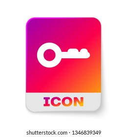 White Key icon isolated on white background. Rectangle color button. Vector Illustration