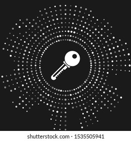 White Key icon isolated on grey background. Abstract circle random dots. Vector Illustration