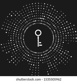 White Key icon isolated on grey background. Abstract circle random dots. Vector Illustration