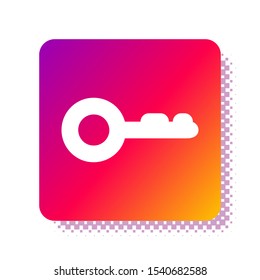 White Key icon isolated on white background. Square color button. Vector Illustration