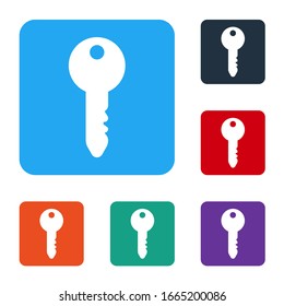 White Key icon isolated on white background. Set icons in color square buttons. Vector Illustration