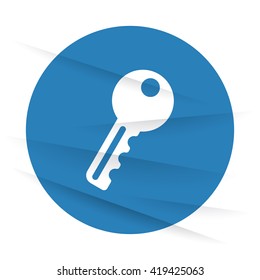 White Key icon label on wrinkled paper