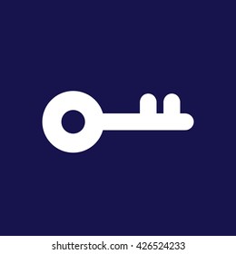White key icon vector. Blue background