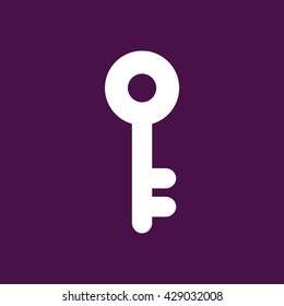 White key vector icon. Purple background