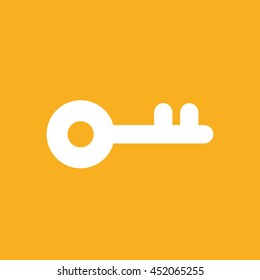 White key vector icon. Yellow background