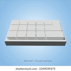 white keyboard in 3d vector illustration