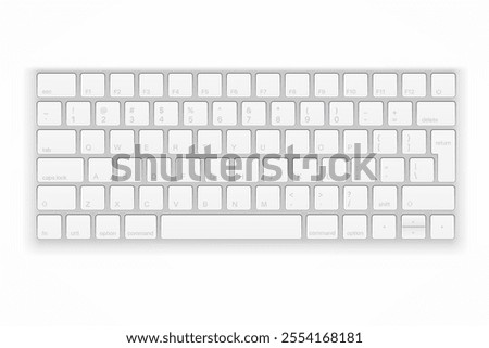 White keyboard buttons isolated on white background. 3d vector illustration