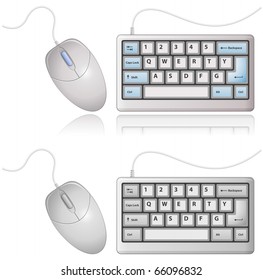 White Keyboard and Computer Mouse. Vector illustration.
