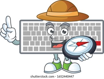 Un diseño de caricaturas del explorador blanco con una brújula