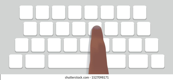 White keyboard with one finger