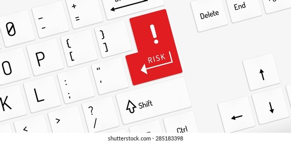 white keyboard with red risk key and exclamation mark