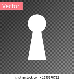 White Keyhole icon isolated on transparent background. Key of success solution. Keyhole express the concept of riddle, secret, peeping, safety, security. Vector Illustration