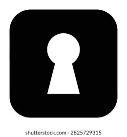 A white keyhole icon on a black square background, representing secrecy and privacy concepts