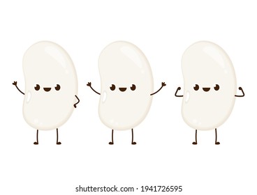 White kidney beans character design. White kidney beans vector.