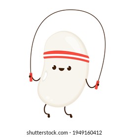 White kidney beans character design. White kidney beans vector.