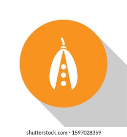 White Kidney beans icon isolated on white background. Orange circle button. Vector Illustration