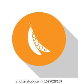 White Kidney beans icon isolated on white background. Orange circle button. Vector Illustration